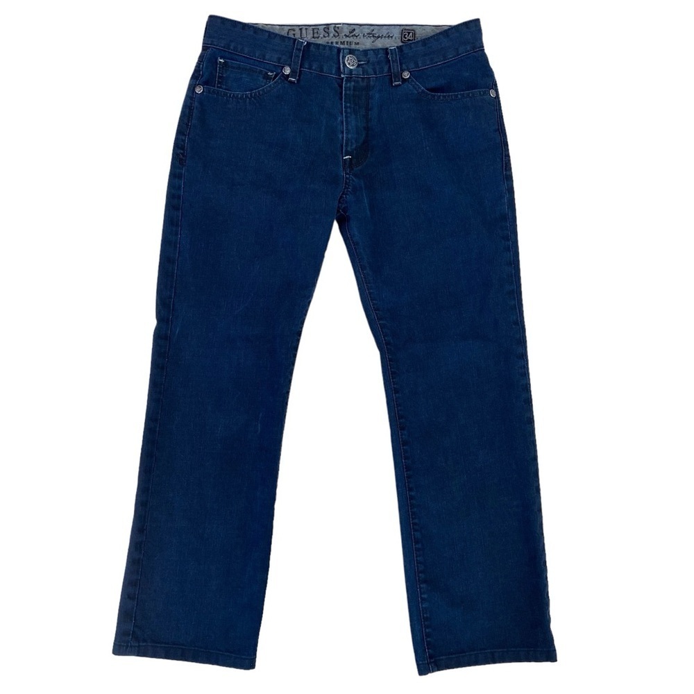 Guess Premium men jeans Lincoln slim dark blue 100% cotton denim in size 34